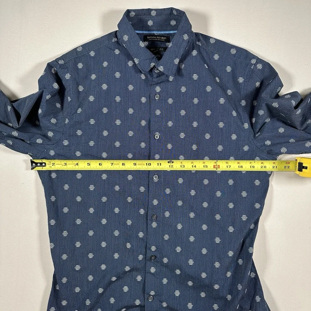 Banana Republic Grant Fit Custom‎ Shirt Blue Beehive Print Mens Medium